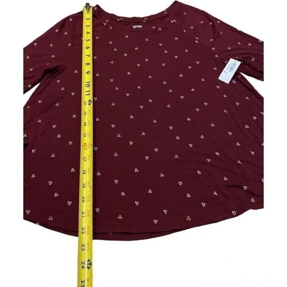New Girls XL Old Navy Shirt Maroon Hearts Long Sleeve Tshirt